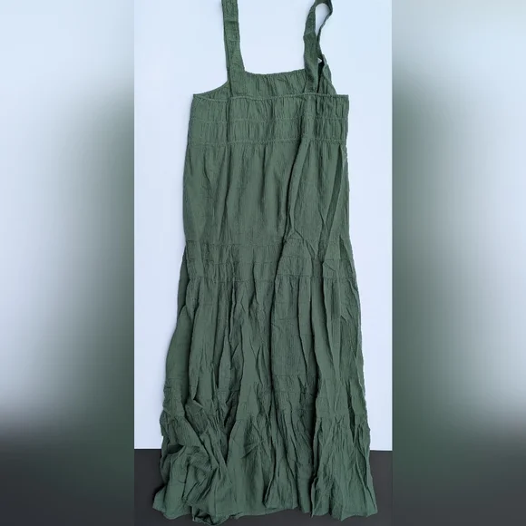 NWT J. Crew Airy gauze tiered maxi dress Sage Green Size XL 100% Cotton - Picture 3 of 8